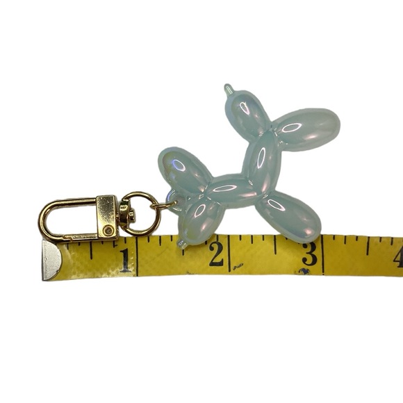 Light Blue Iridescent Multichrome Balloon Dog Bag Charm Keychain - Picture 8 of 10